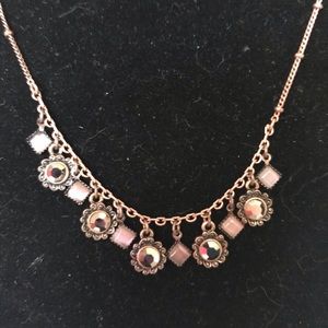 Copper chain black rhinestones necklace